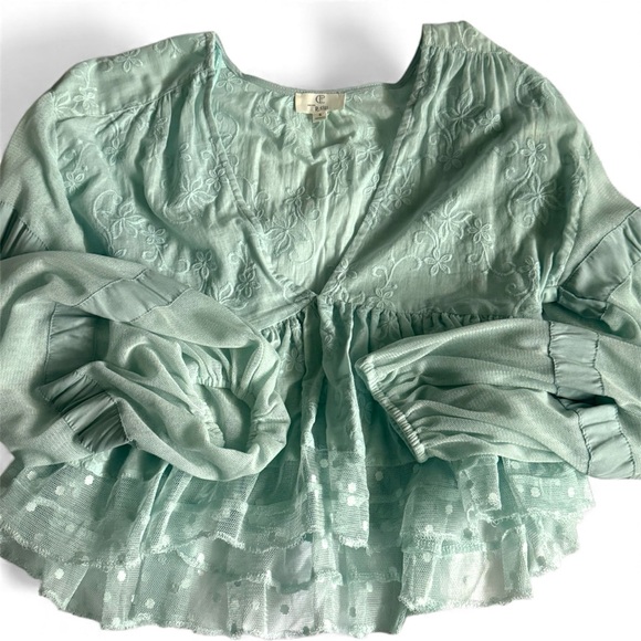 p. cill Tops - P. Cill boutique brand gorgeous Light Blue Blouse EUC worn one time will fit XS